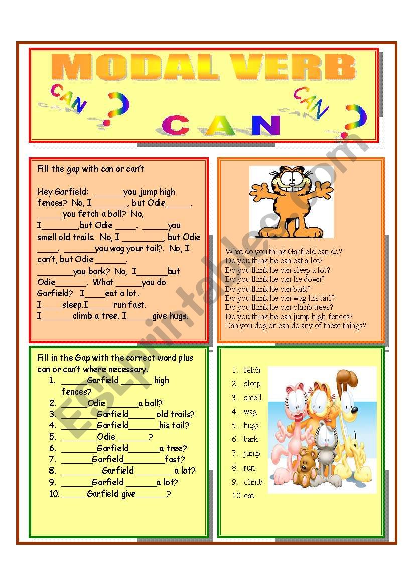 MODAL VERB CAN ESL Worksheet By GIOVANNI