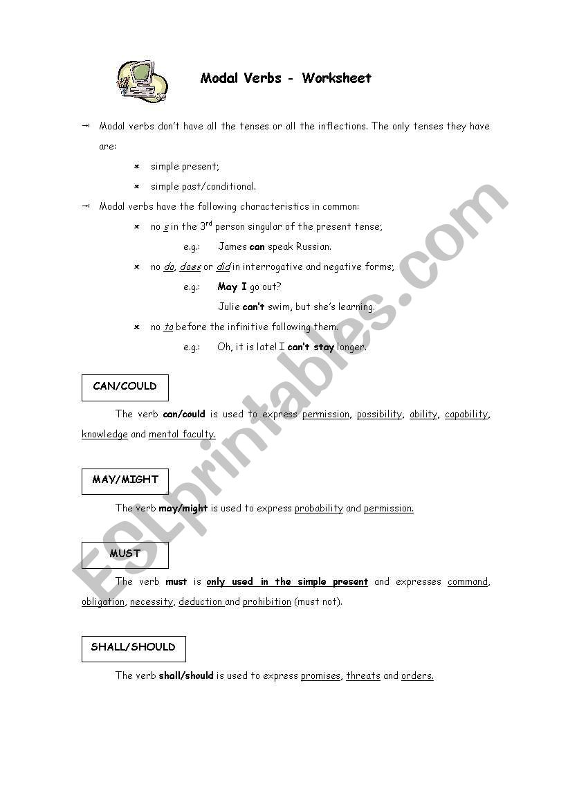 modal verbs worksheet