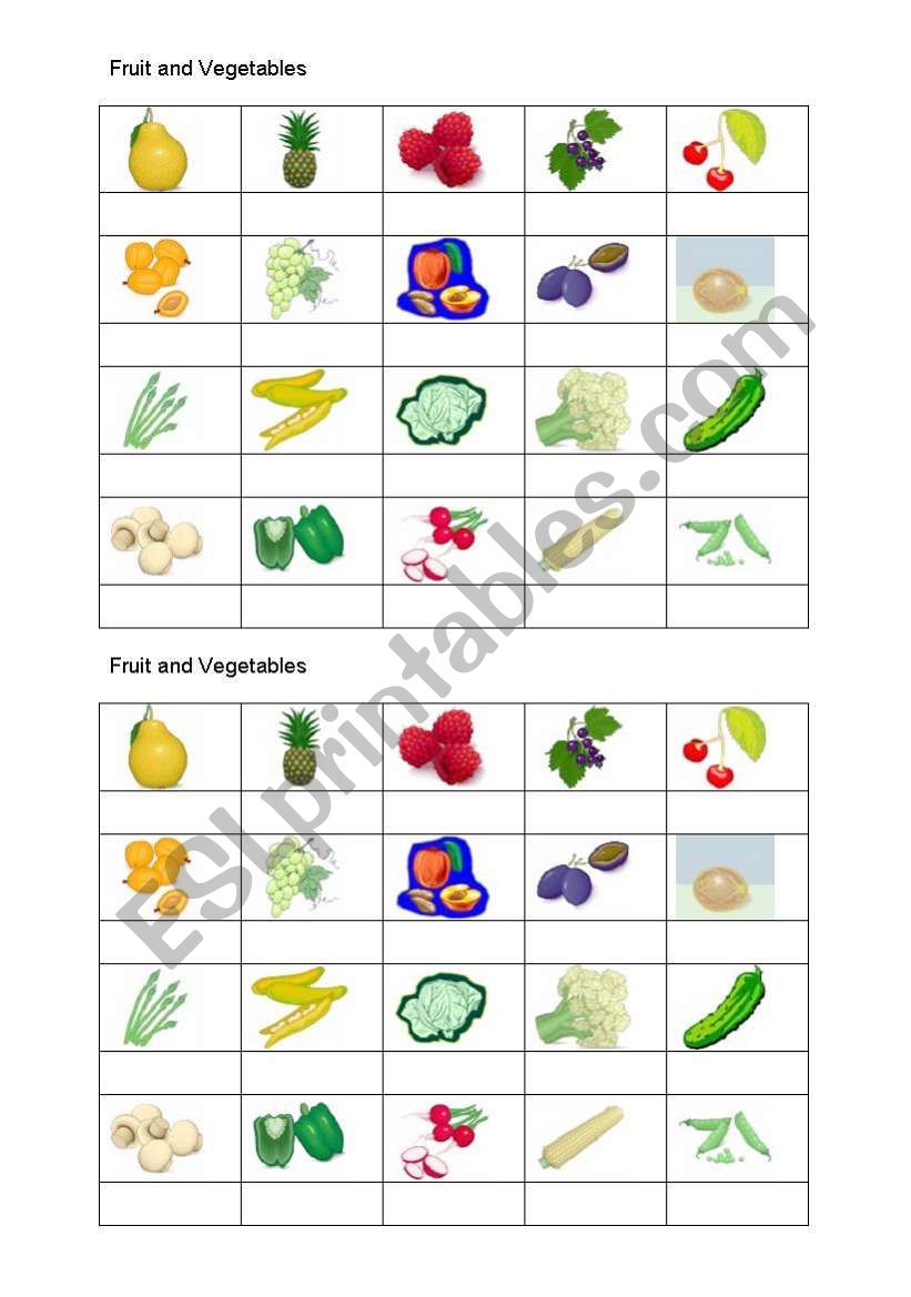 Fruit and Vegetables worksheet