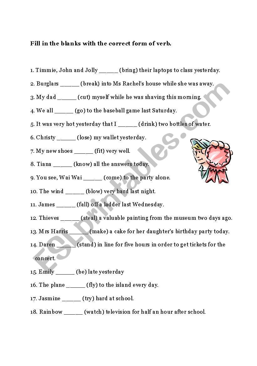 Tenses worksheet