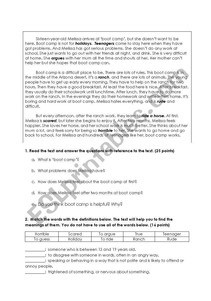 exam preparation worksheet