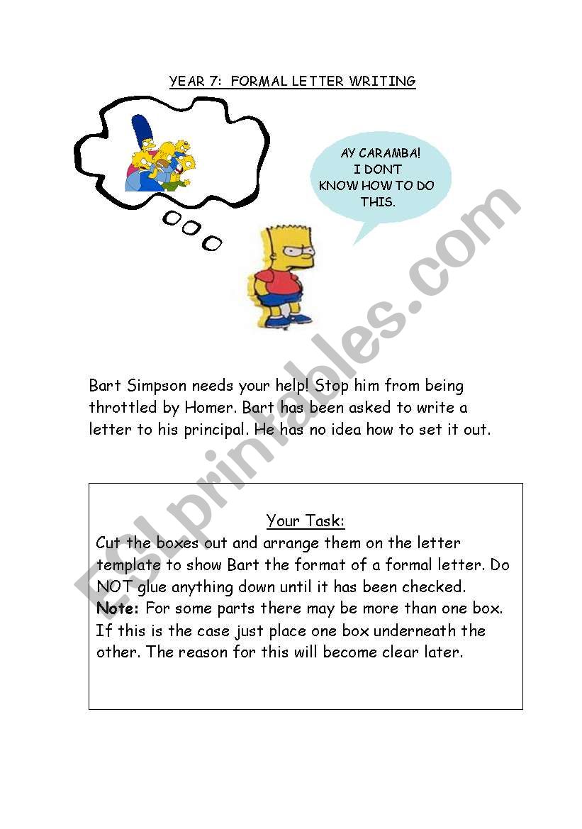 formal letter writing sheet 1 worksheet