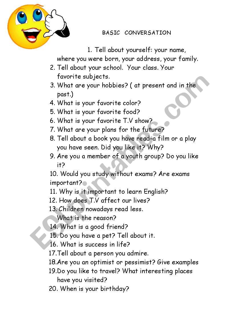 conversation worksheet