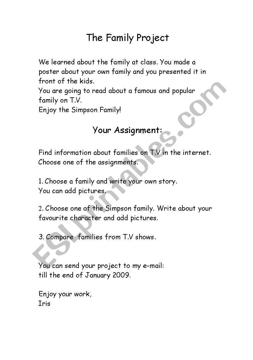 family project worksheet