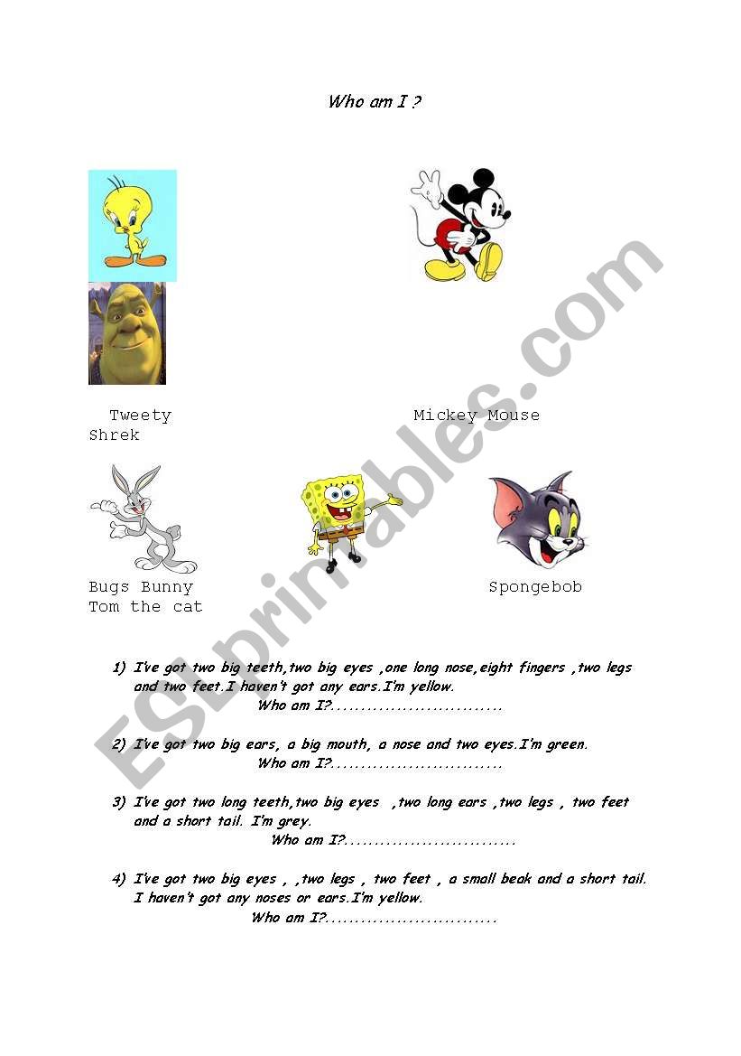 Who am I ? worksheet