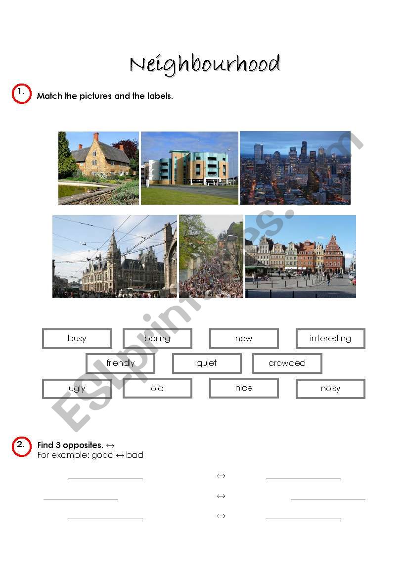 Neighbourhood worksheet