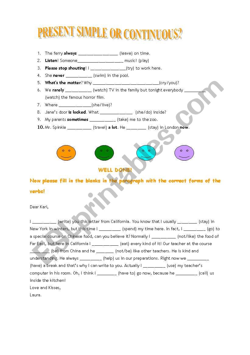 simple or continuous? worksheet