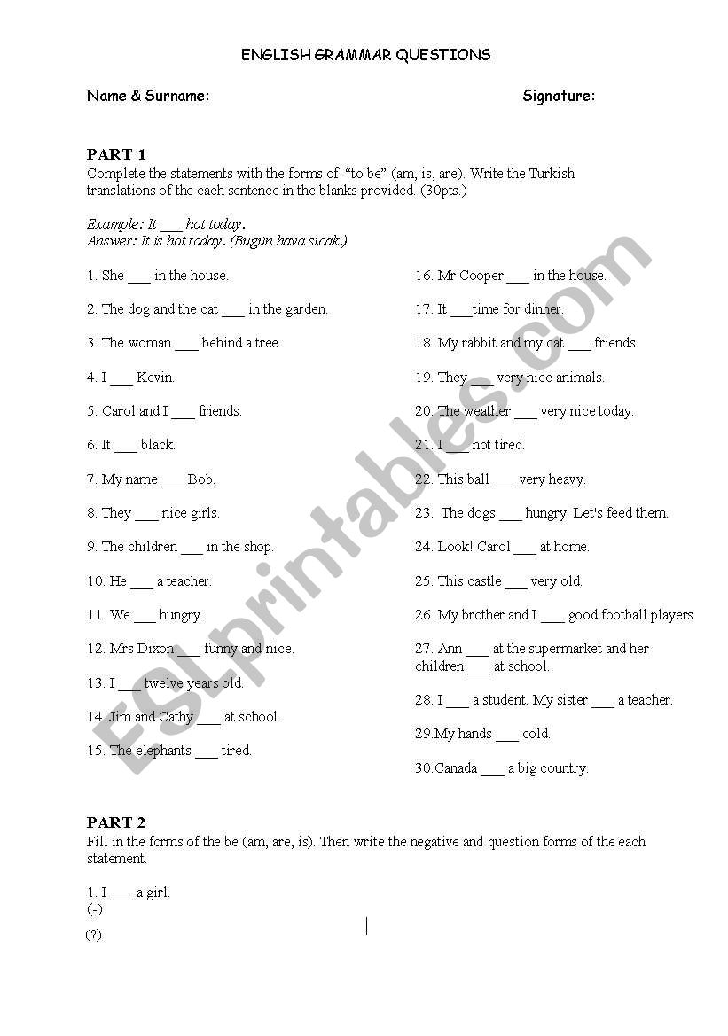 to be, adjectives and basic vocabulary of English 2