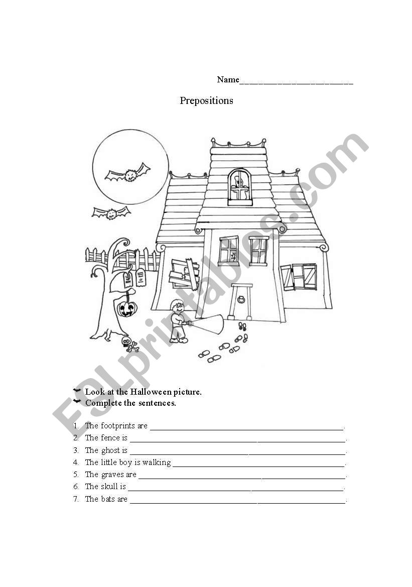 Halloween-Prepositions worksheet