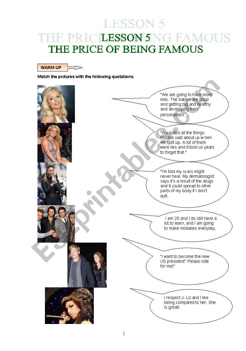 FAMOUS PEOPLE SAID.... worksheet