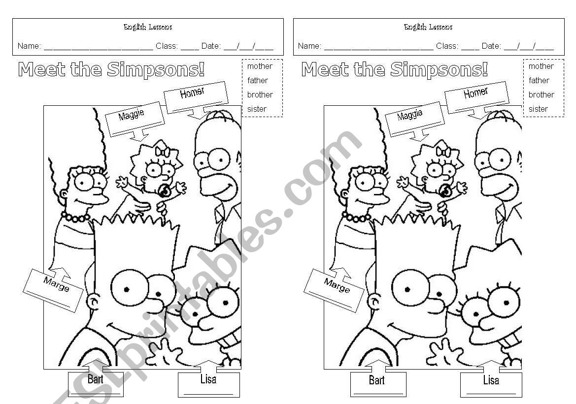 Meet the Simpsons! worksheet