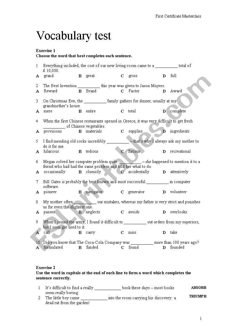 FCE Vocabulary List Pdf Mflsa