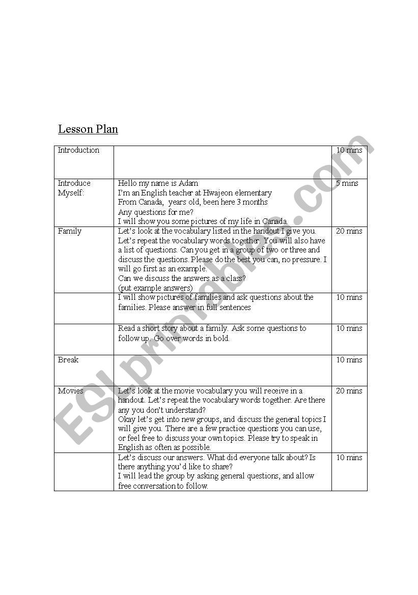 Vocab Leson Plan worksheet