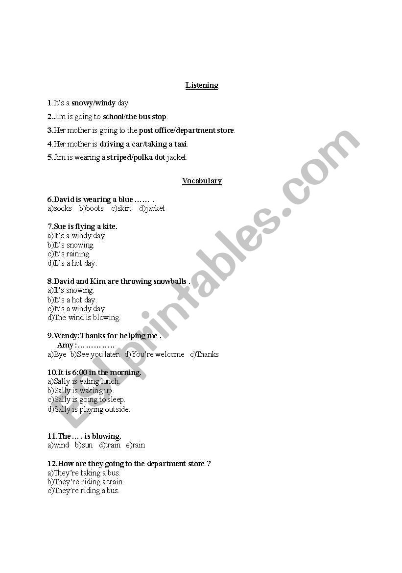 test worksheet