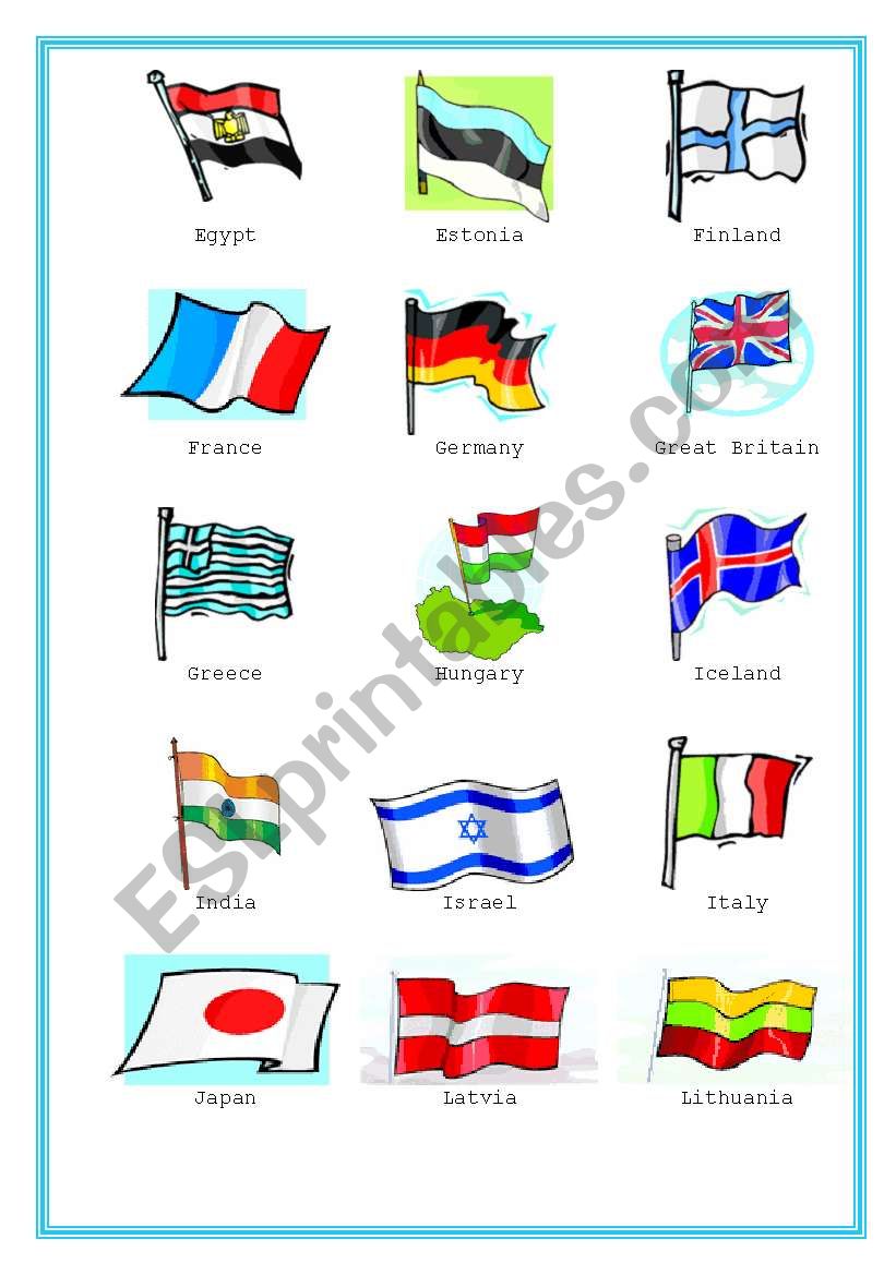 Countries and their Flags 2 worksheet