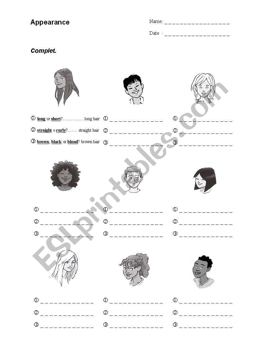 Appearance_3 worksheet