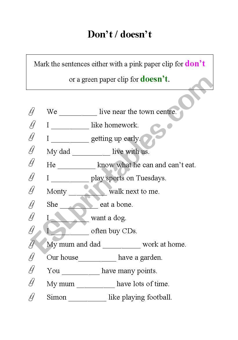 don´t or doesn´t - ESL worksheet by rebecca7