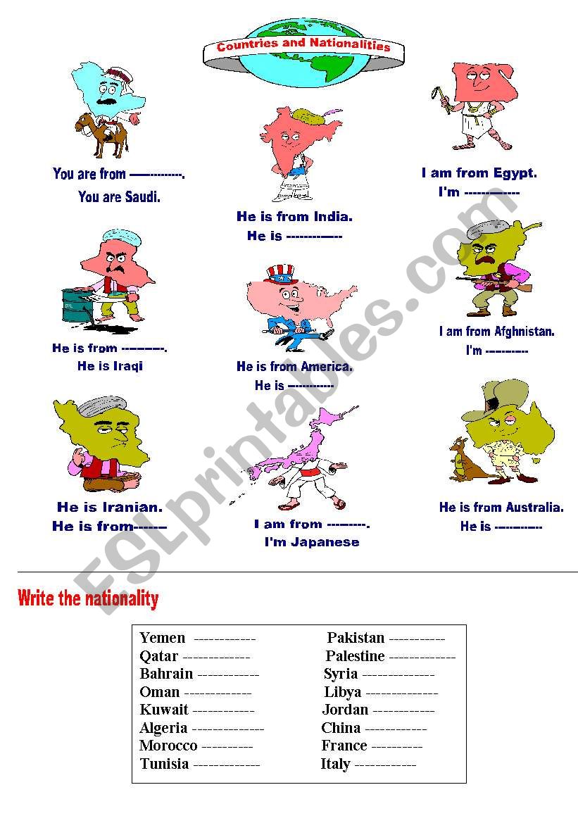 countries worksheet