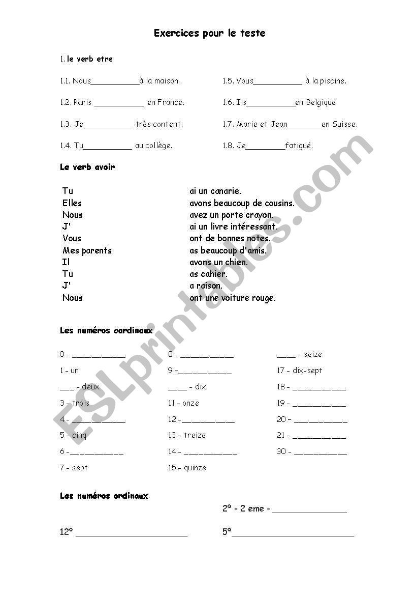 English worksheets: TESTE DIAGNÓSTICO FRANCES