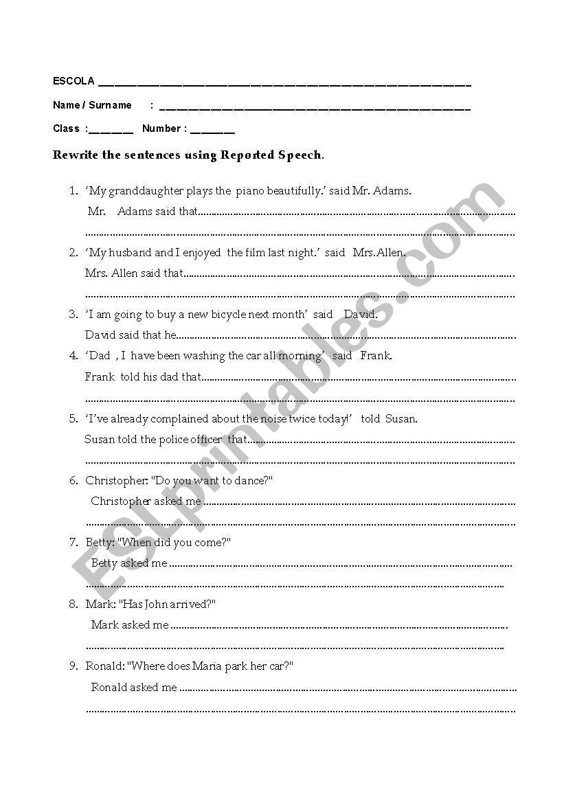 reported speech offers and suggestions exercises pdf