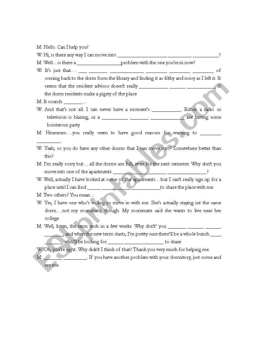 Dictation worksheet