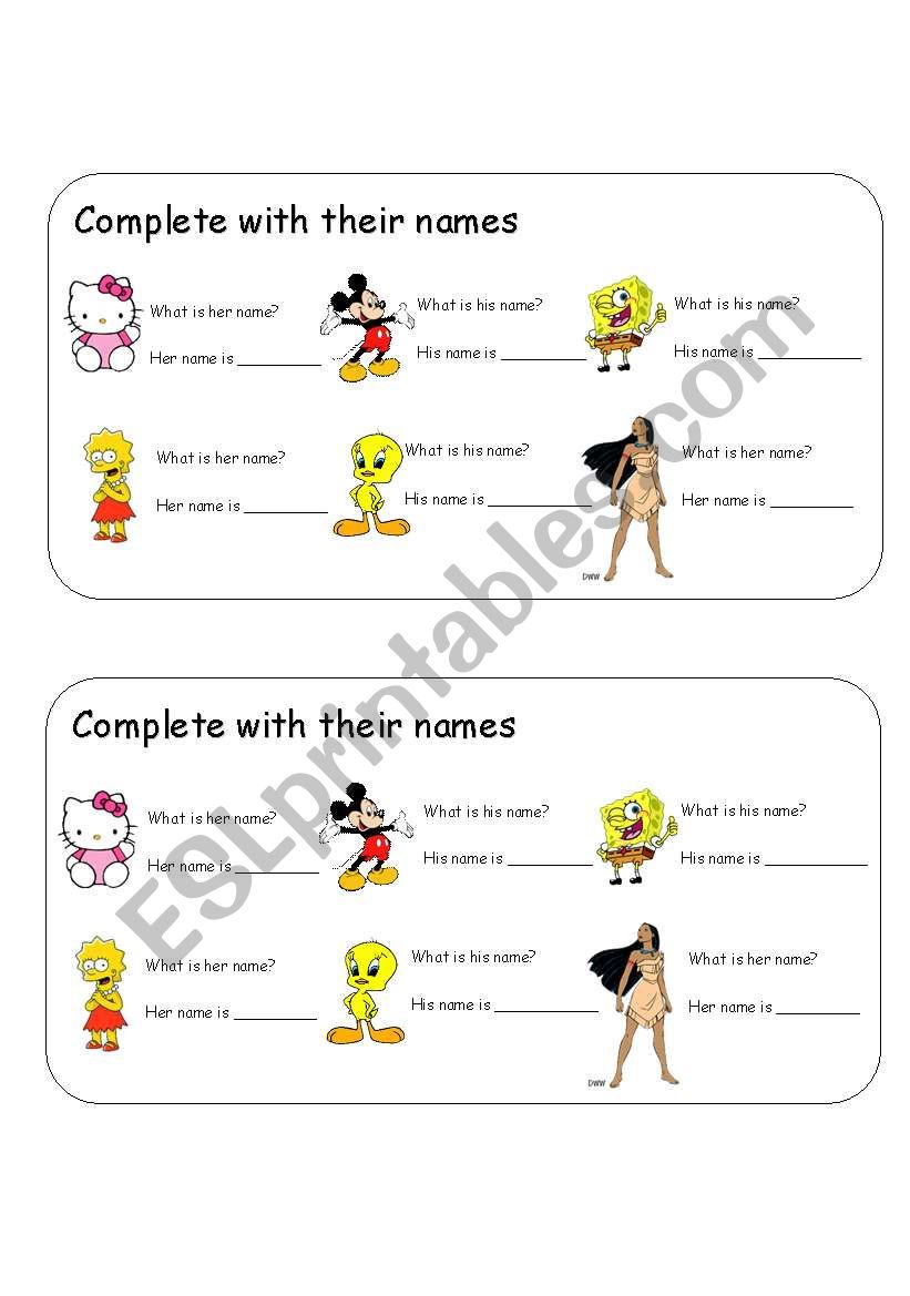 What´s His Her Name Esl Worksheet By Riel 78