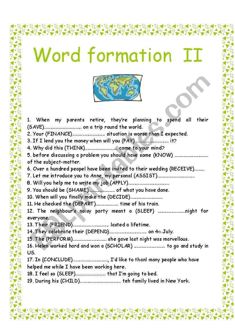 Word formation II worksheet