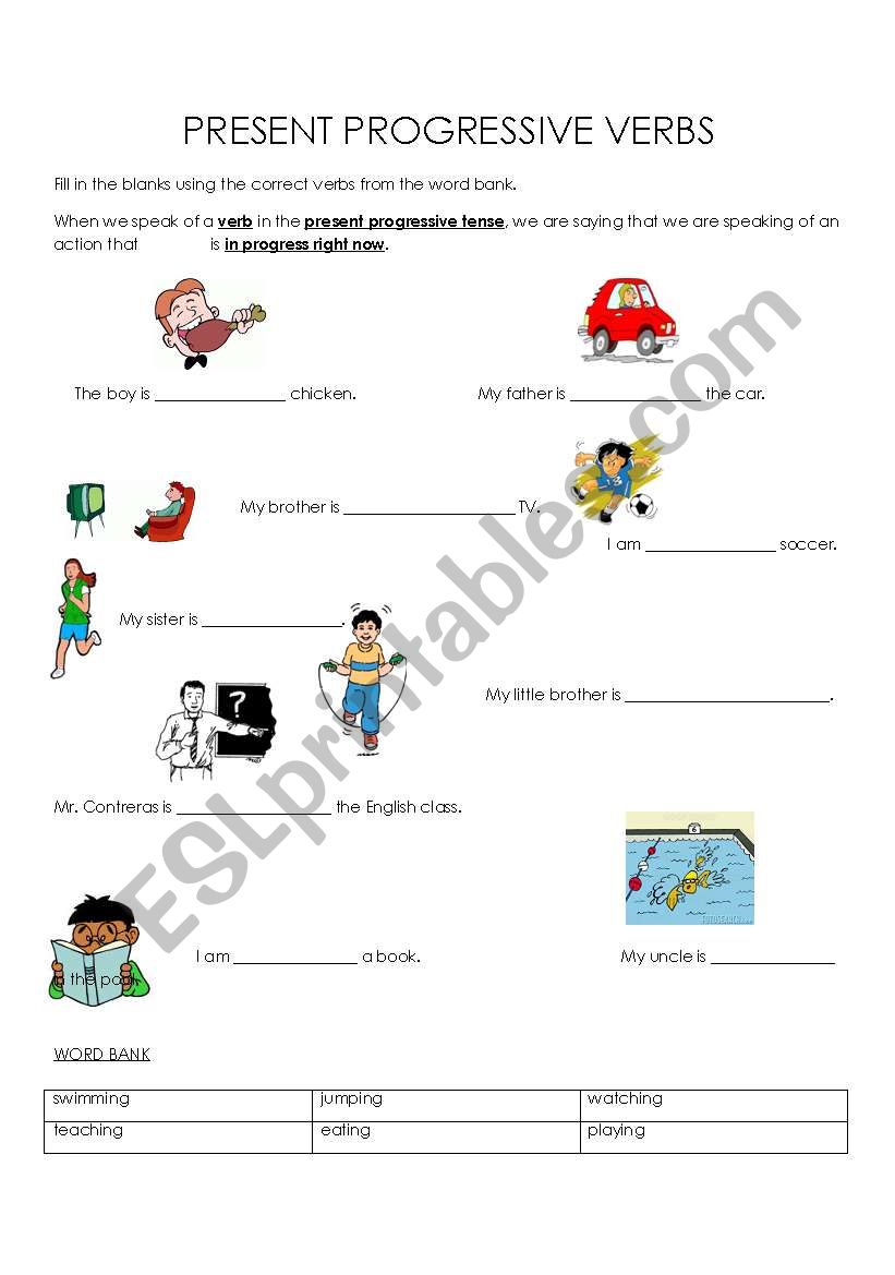 present progressive practice worksheet