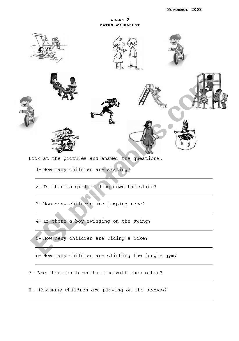 playground actions worksheet