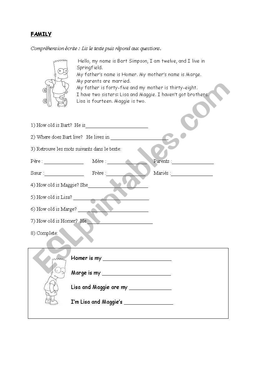 CE family segpa worksheet