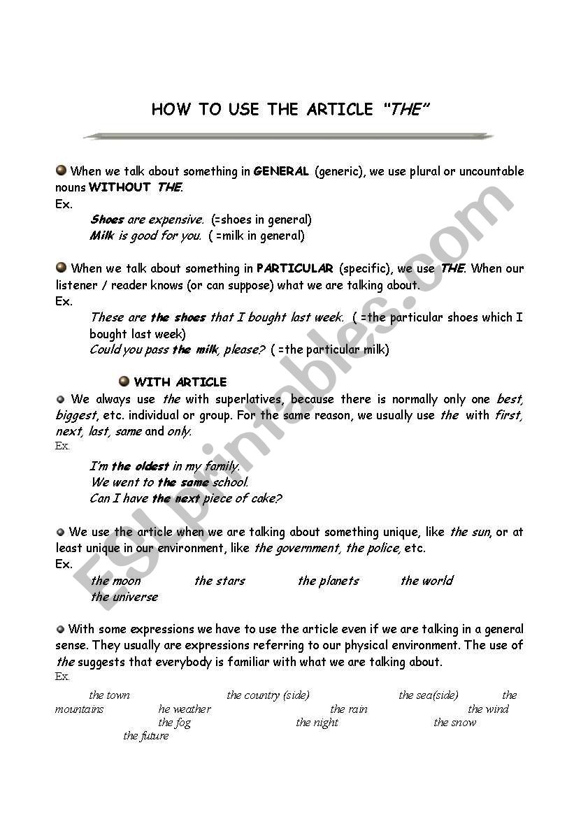 english-worksheets-how-to-use-the-article-the