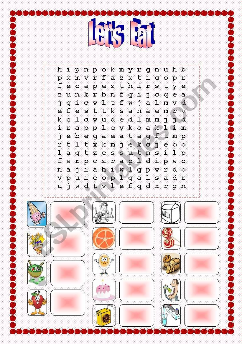 Let s Eat Word Search ESL Worksheet By Nitza22