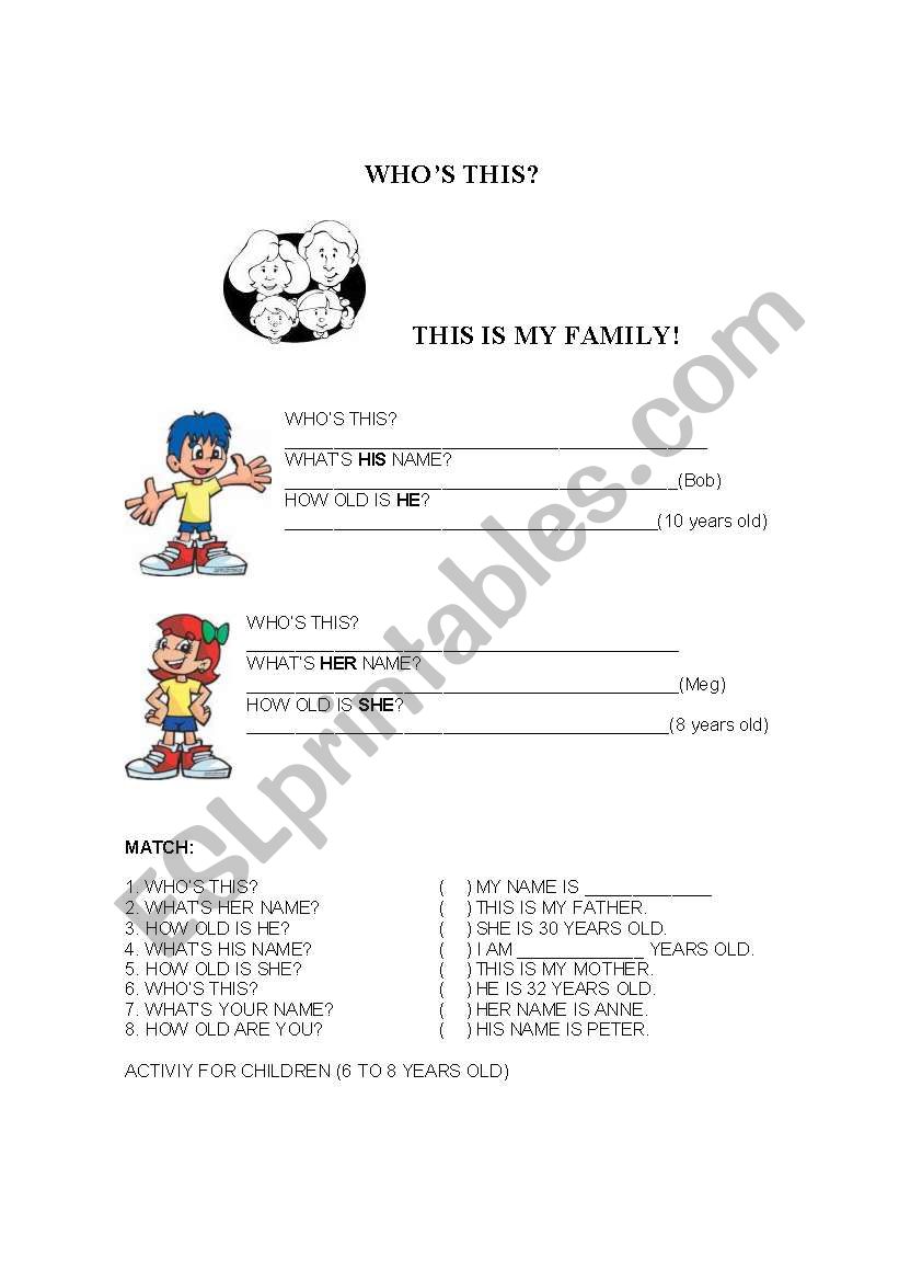 Family member worksheet