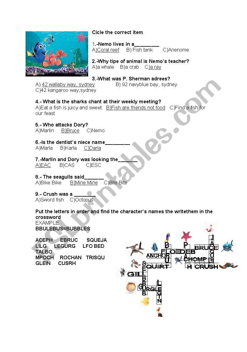 Finding Nemo Science Worksheet - Disney Finding Nemo Coloring For Kids