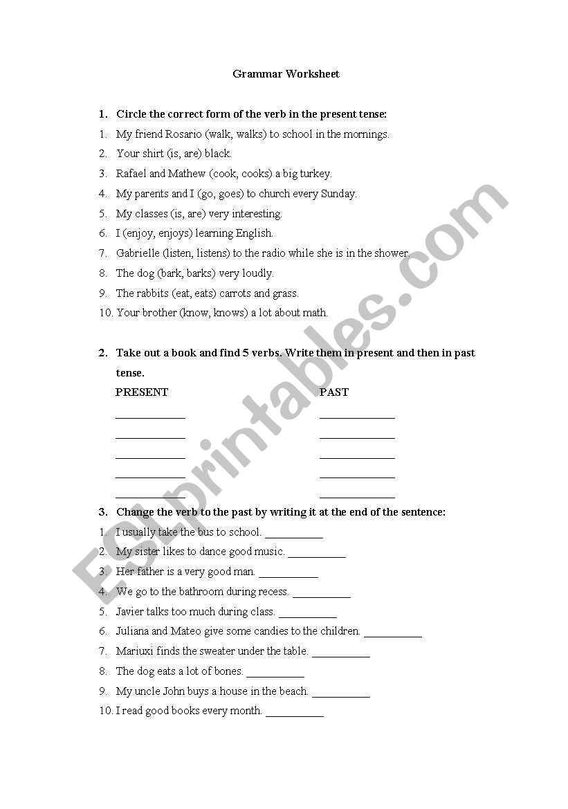 Grammar Worksheet 2 worksheet