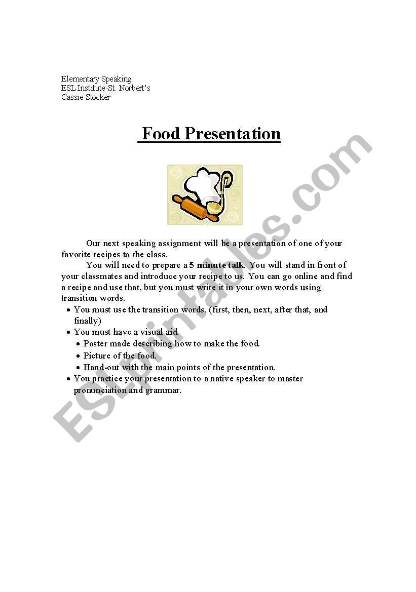Food Presentation worksheet