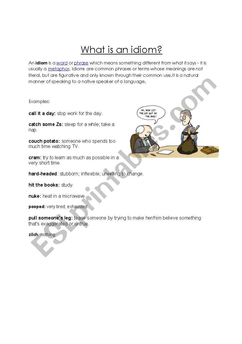 What is an idiom? worksheet
