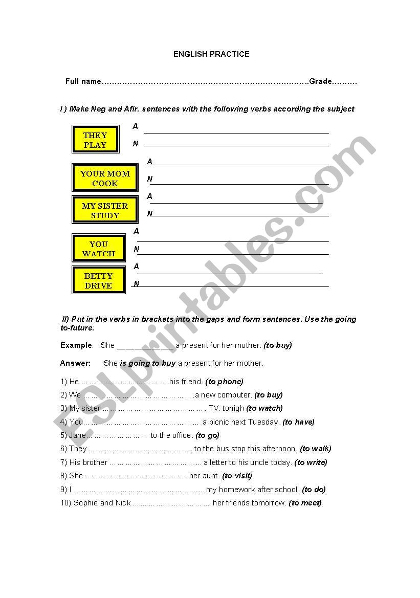  ENGLISH PRACTICE worksheet