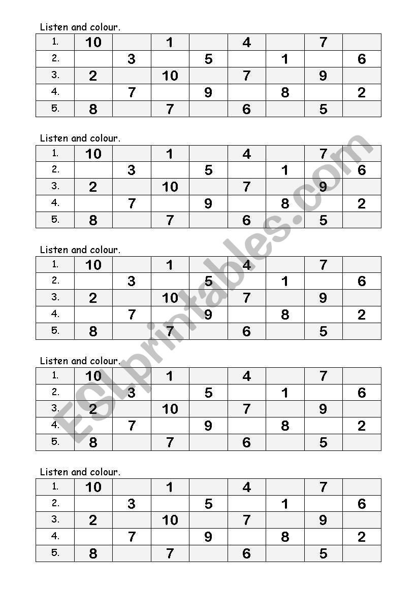 Losten and colur the number worksheet