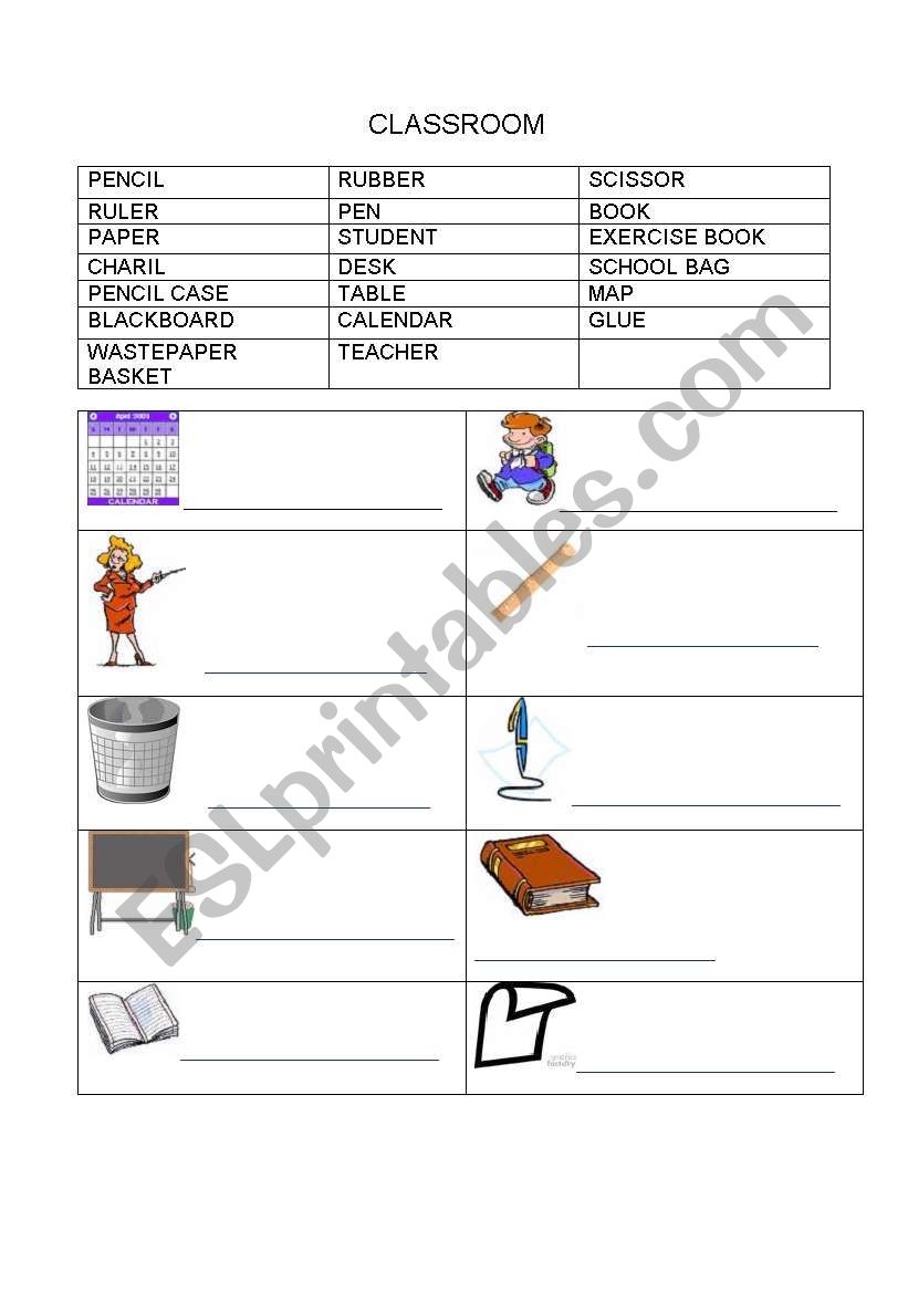 CLASSROOM worksheet