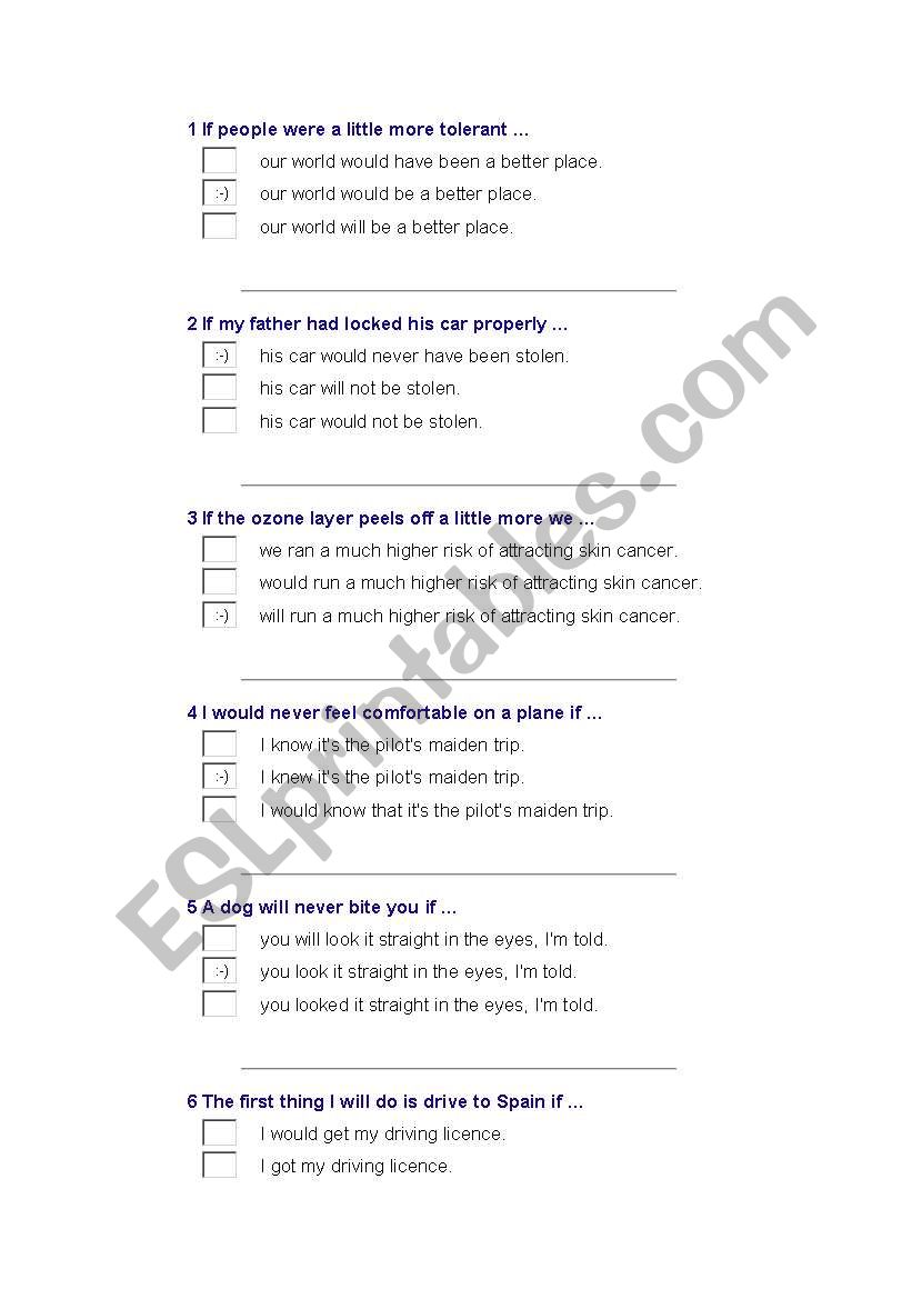 MIXED CONDITIONAL WORKSHEET worksheet