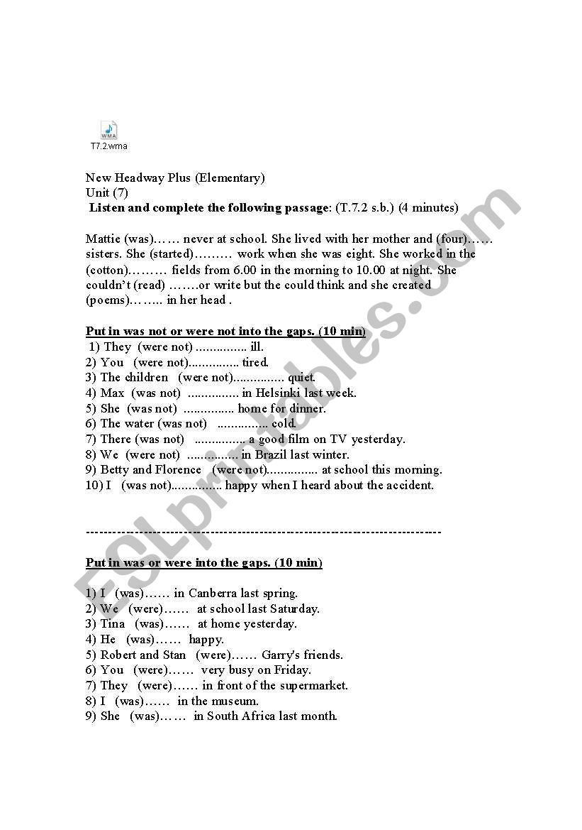 Various exercises worksheet