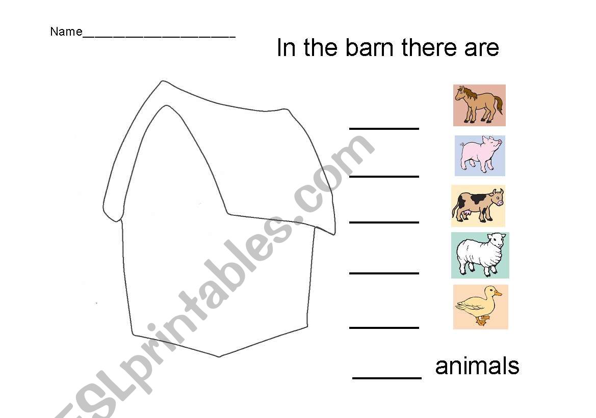 Counting Barn Animals worksheet