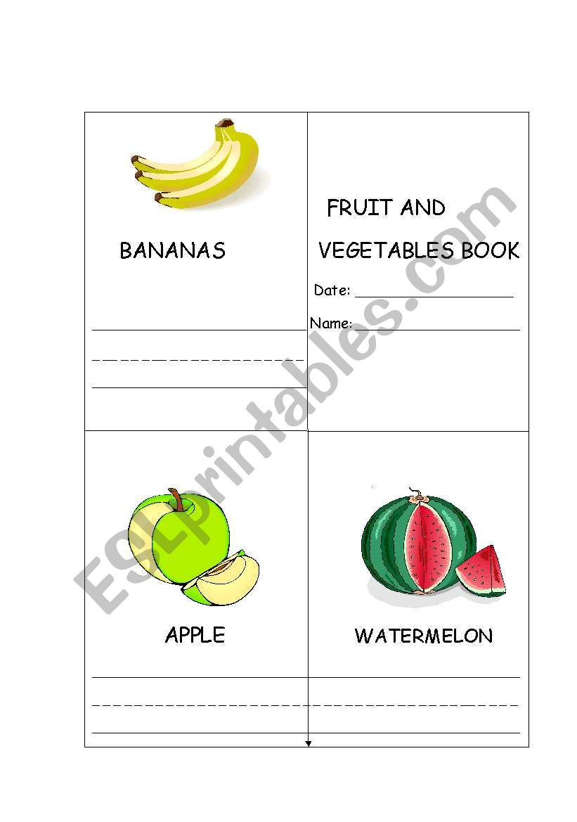 Mini-book on vegetables and fruit