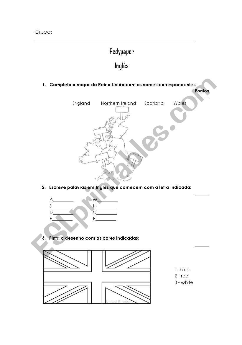 UK game worksheet