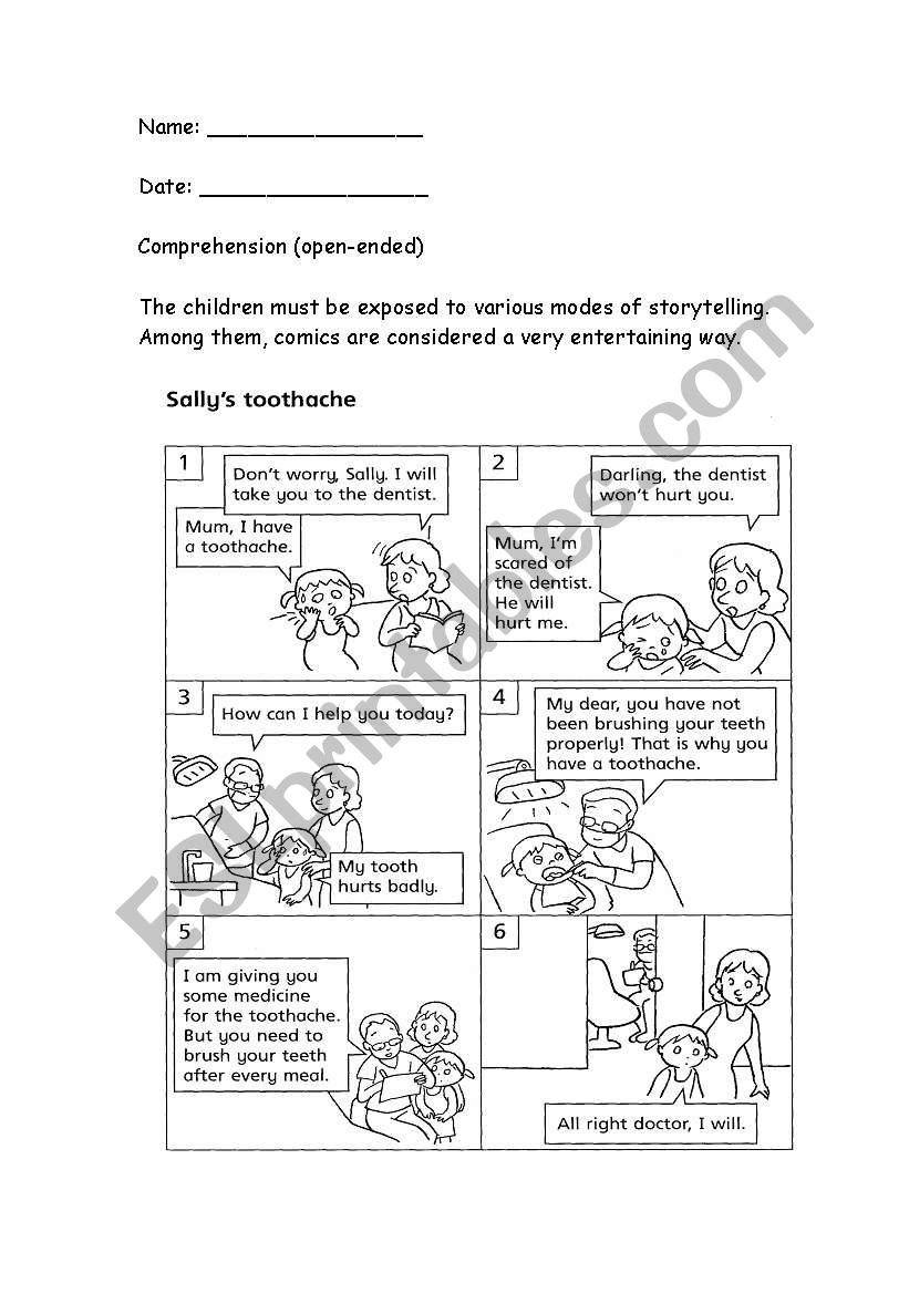 comprehension comic esl worksheet by anooravi