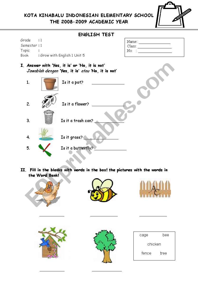 My Garden worksheet