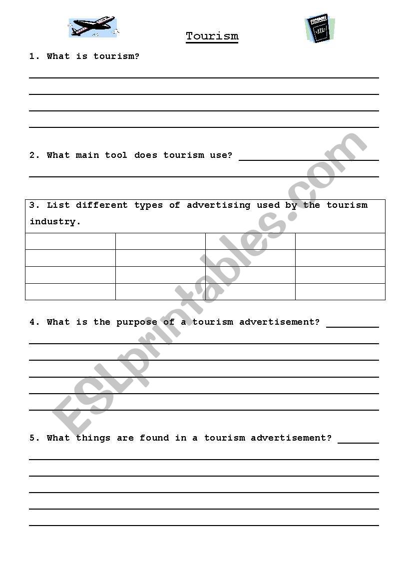 Tourism & Advertisements  worksheet