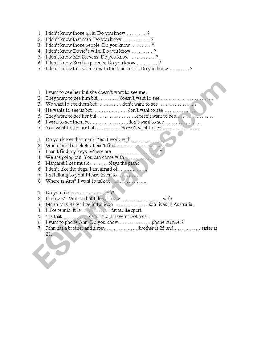 Relative Pronouns worksheet