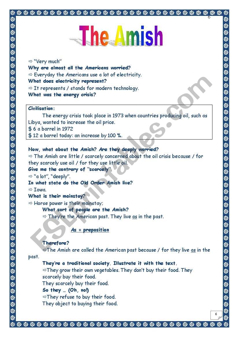 Amish Paradise - lyrics - ESL worksheet by pricess